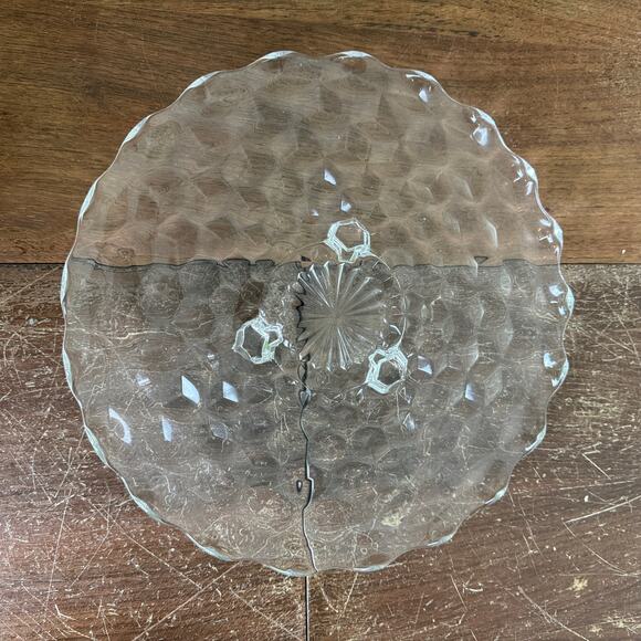 Fostoria Crystal Clear Glass Cubist Footed 12 Inch Cake Plate Serving Platter - Picture 1 of 5